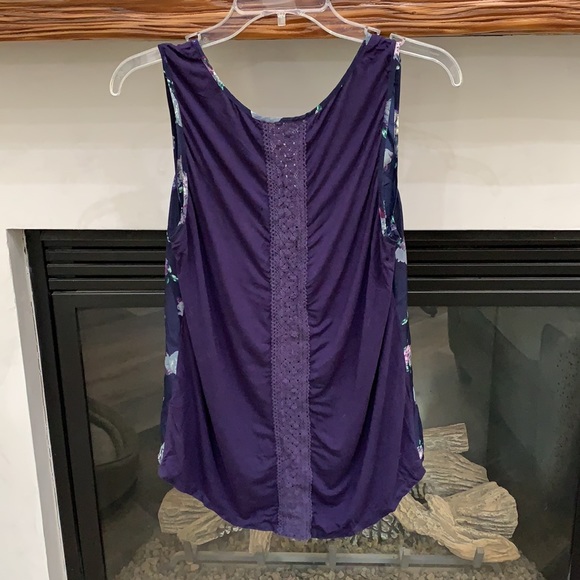 {41 Hawthorn}Sz S Mixed Material Navy Floral Tank - Picture 4 of 6